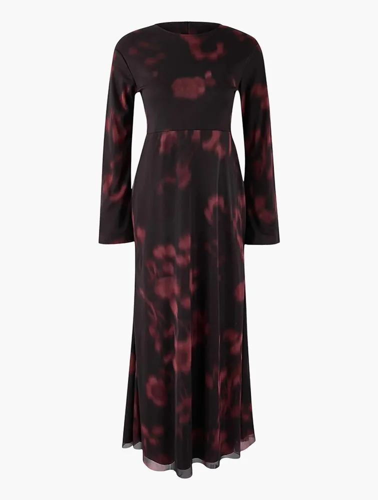 Batik Print Mesh Maxi Dress