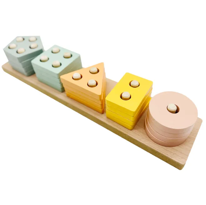 ABTOR Wooden Educational Toys for Children, 5 Geometric Shapes