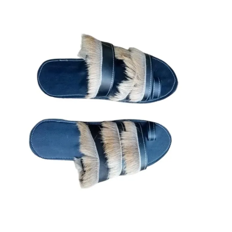 Men's Handmade Springbok Hide Leather Sandals Traditional African Slippers