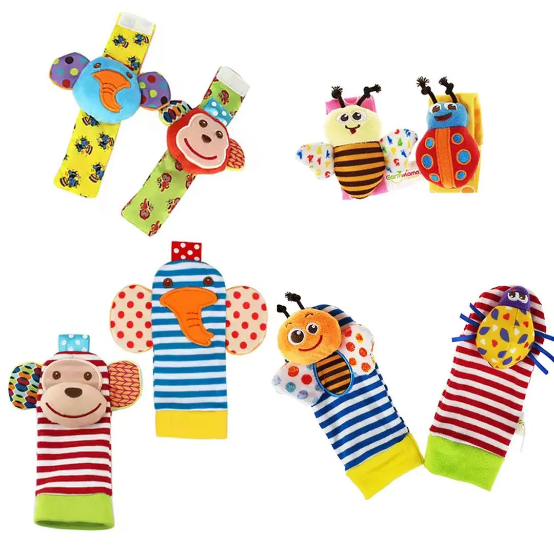 8-Piece Baby Wrist Rattle Foot Finder Socks Newborn Baby Rattles Toys Gifts