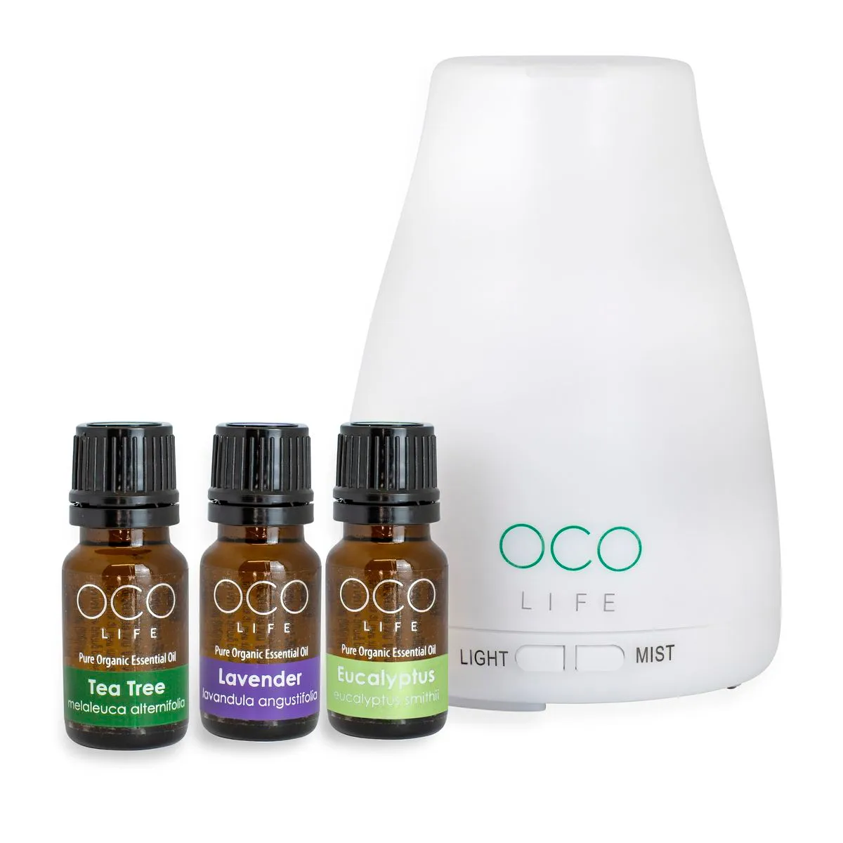 OCO Life Ultrasonic Diffuser 120mls and Home Essentials Kit 3 Oils