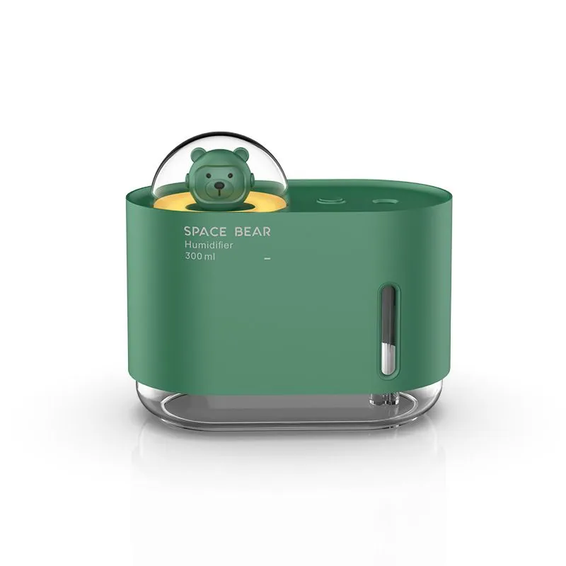 Portable USB Bear Humidifier Car Aromatherapy Machine Night Light - Green