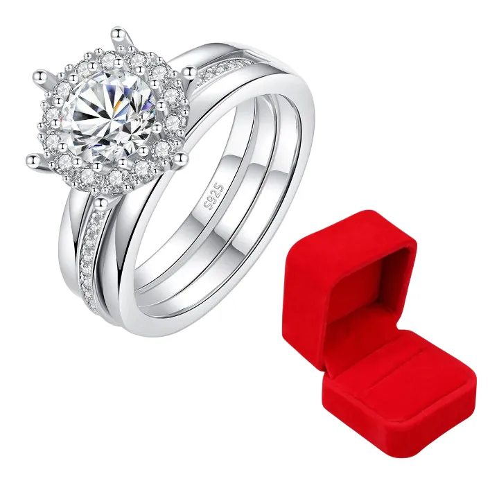 Elegant Frosted 1.00 ct Moissanite Engagement Wedding Ring for Women