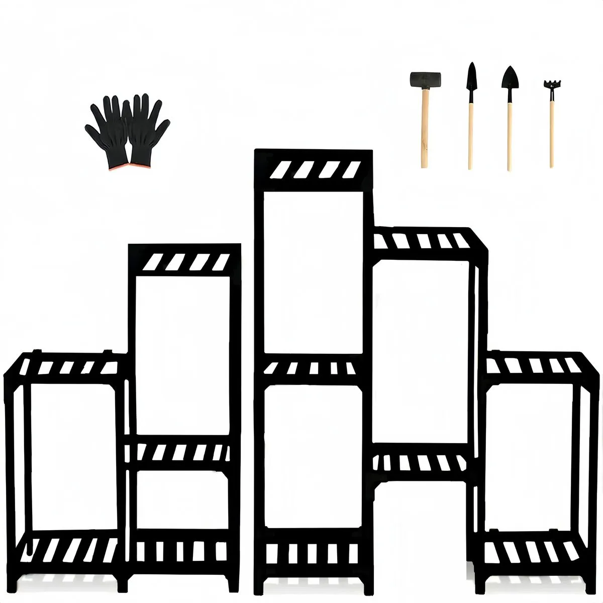Flower Shelves Wooden Garden Plant Holder Rack Outdoor Plant Stand Black