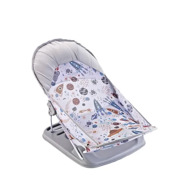 Bathing Chair With Pillow Soft Safety Infant Foldable Shower Chair - Grey