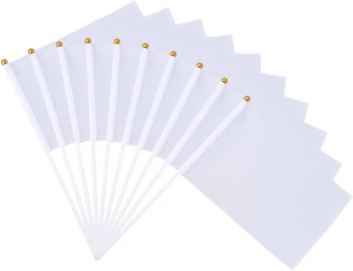 24Pcs Hand-cranked Referee Flags White Waving Flags for Sports Events Easy