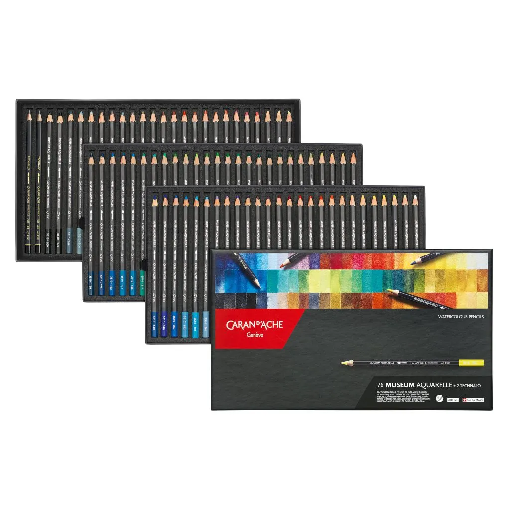 Caran D'Ache Museum Aquarelle coloured pencils, 76 pencil set