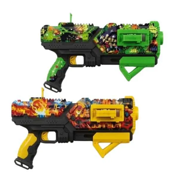 Pack of 2 Soft Shooting Toy Guns - Red & Green Foam Dart Blasters