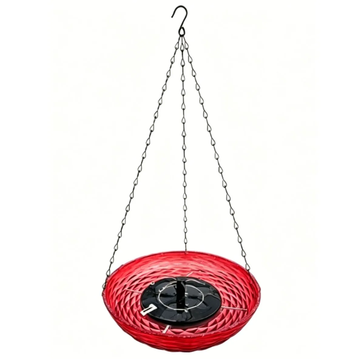Solar Hanging Bird Bath Fountain Garden Decor Red