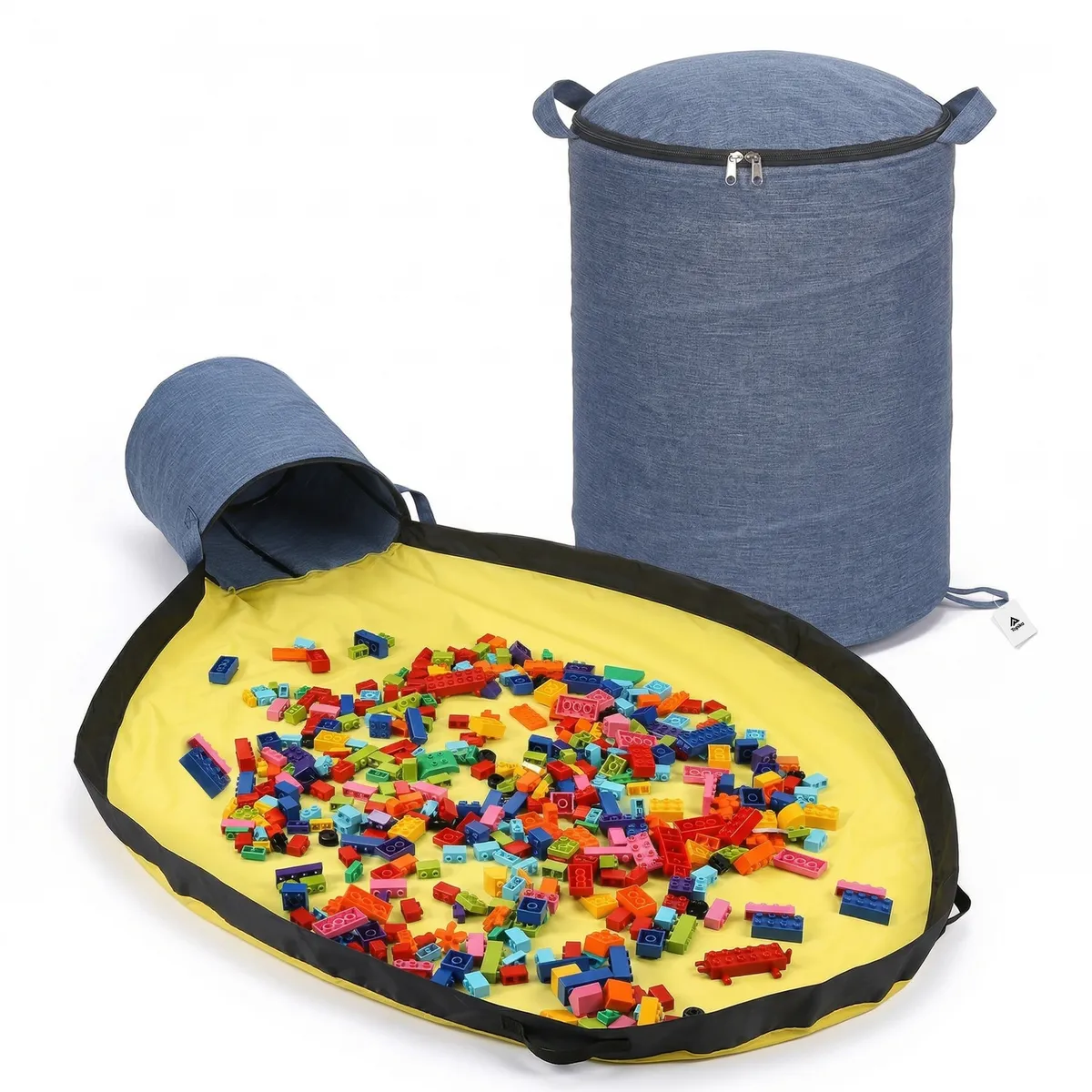 Topika Toy Storage Hamper with Play Mat, Felt Laundry Basket for Kids