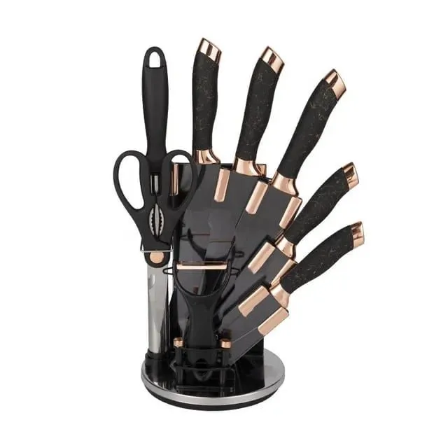 Stainless Steel Kitchen Chef knives Set with Acrylic Stand - 9 Piece