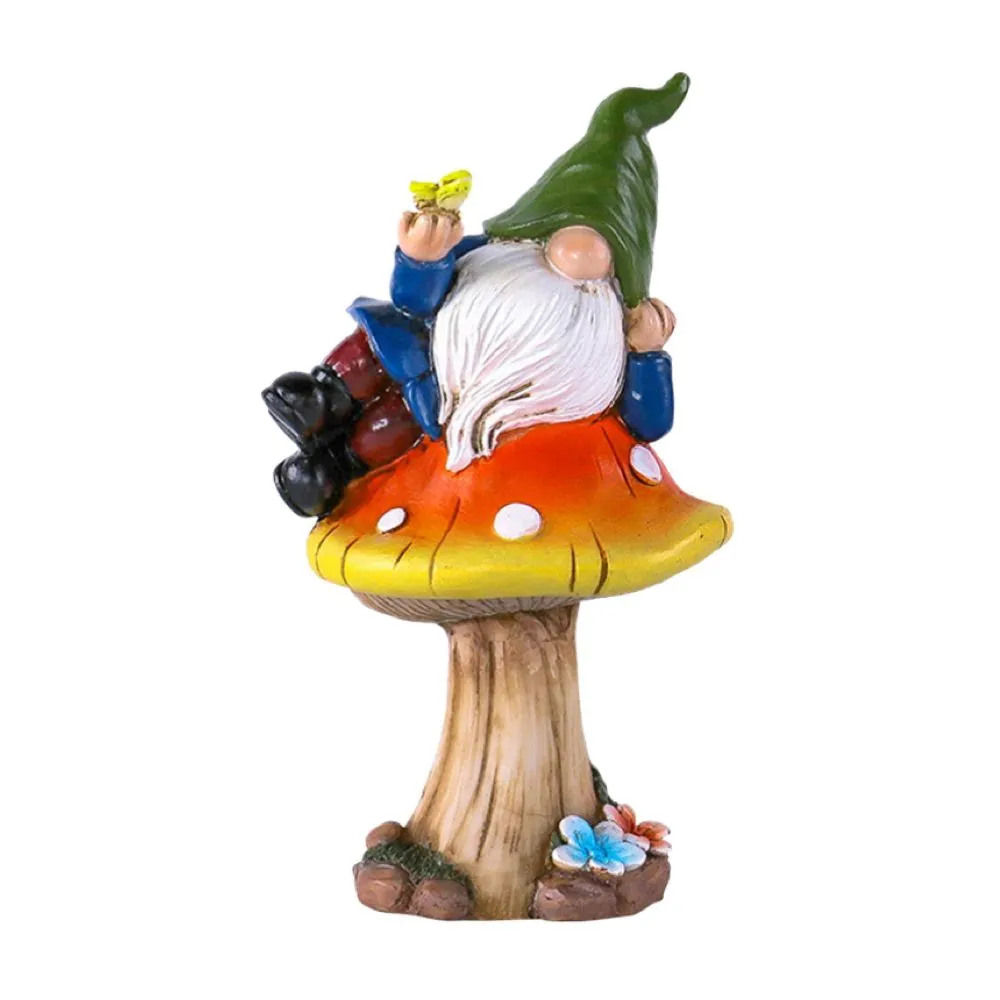 Garden Home Decor Mushroom Top Gnome Statue - Green
