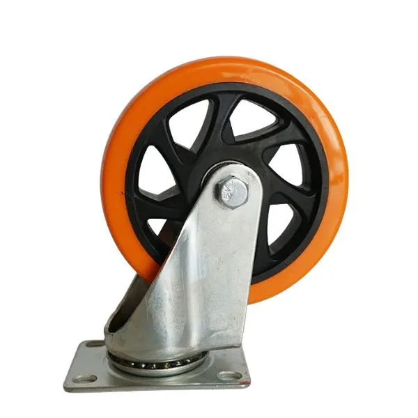5 Inch Orange Fixed Caster Wheel - Heavy Duty Table Wheel