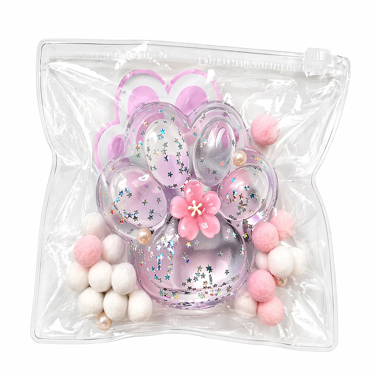 Glitter Paw Shape Squishy Toy Stress Relief Fidget Toy