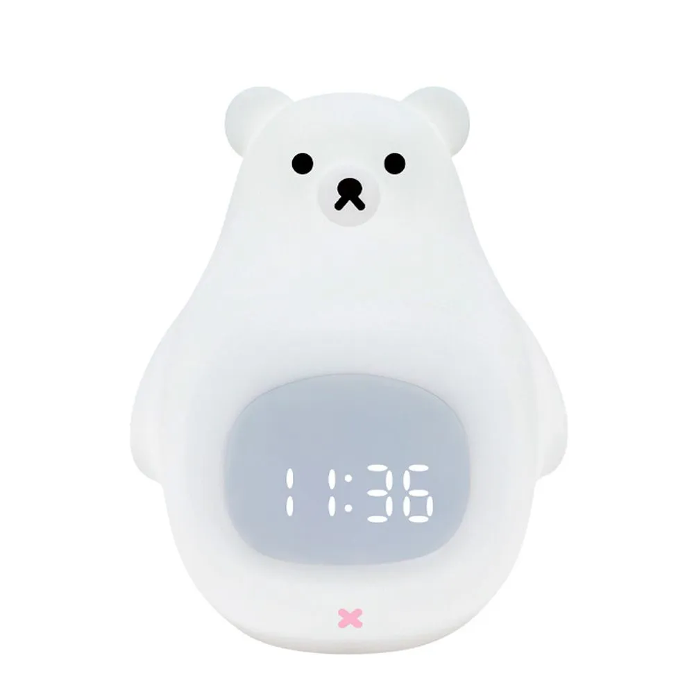 Big white bear alarm clock night light silicone usb rechargeable