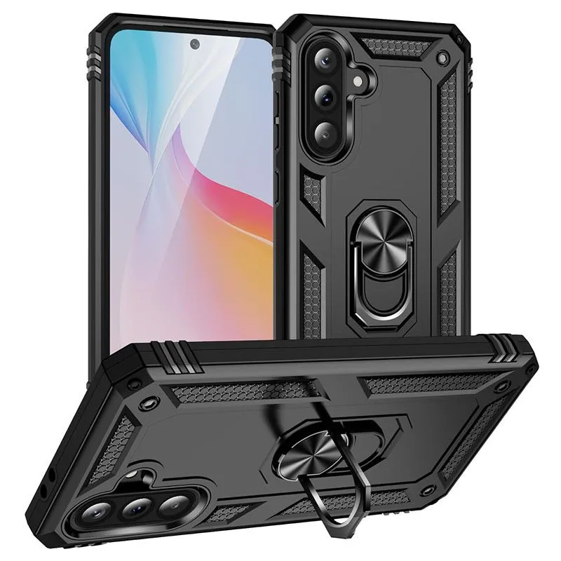 Shockproof Armor Stand Hard Phone Case Compatible With Samsung Galaxy A16 - Black