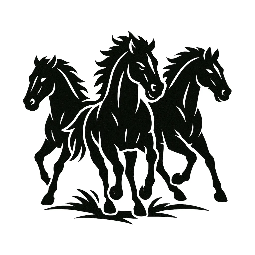Wild Running Horses Vinyl Decal - Equestrian Car & Wall Sticker, Laptops - Black