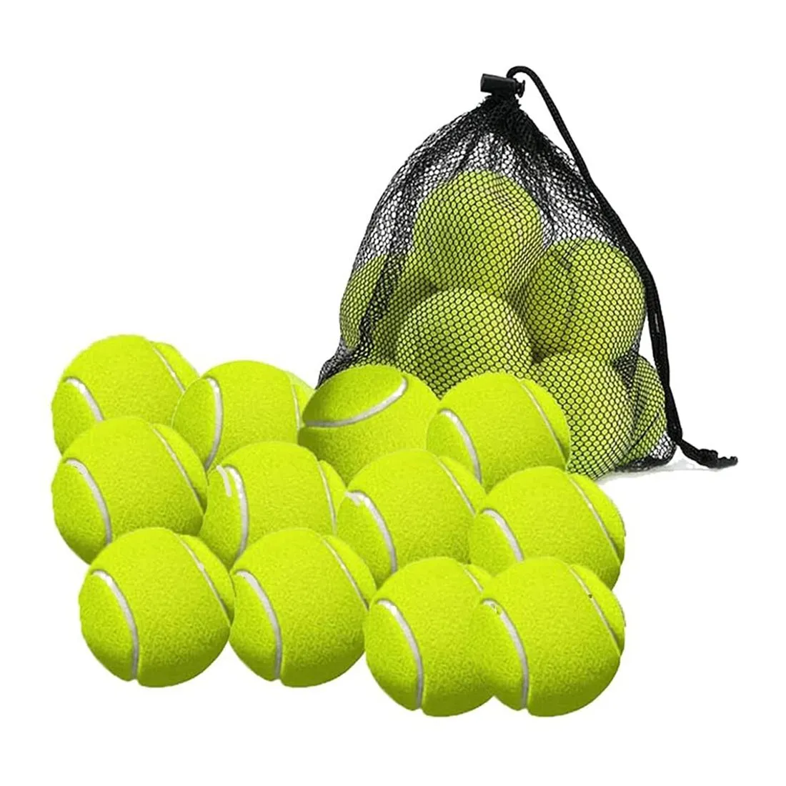 12 Pack Tennis Balls With Storage Bag - For Tennis And Cricket