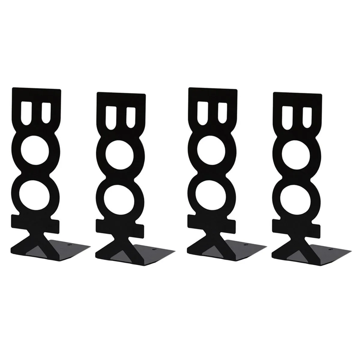2 Pair Bookends For Library School Book Holder Book Letter Black