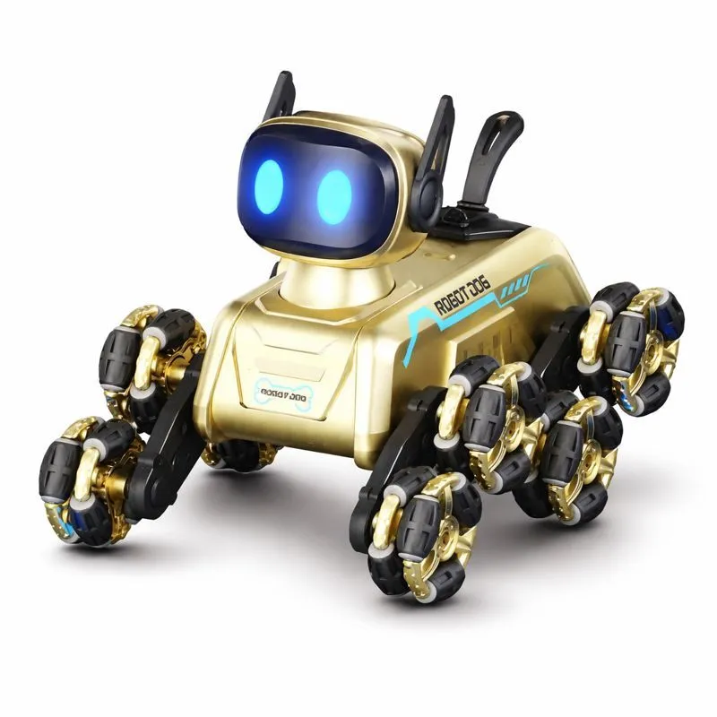 TITLE: Robot Dog 8-Wheel RC Stunt Car | Gesture Control - Gold
