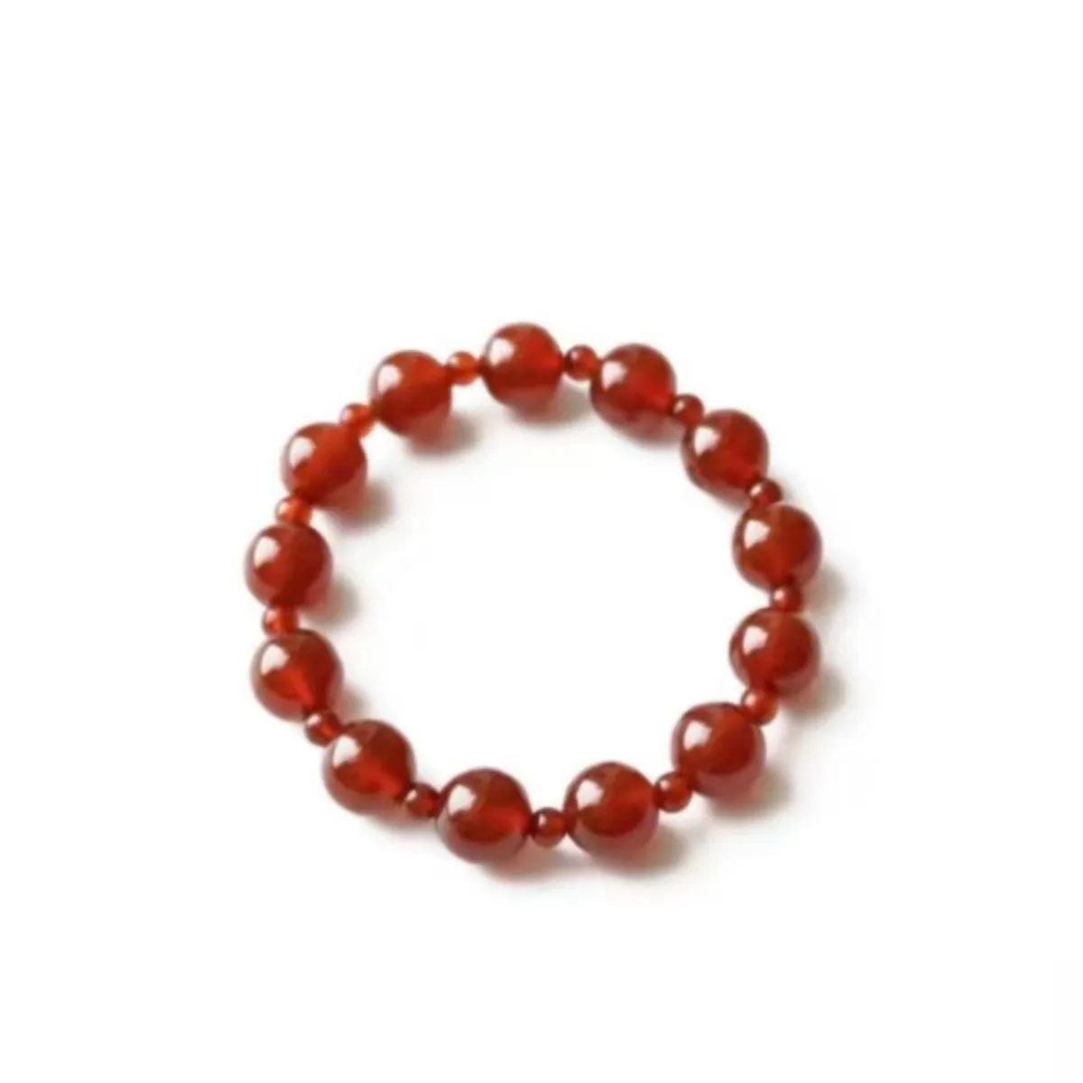 Elastic 8mm Natural Red Agate Bead Bracelet Cute Lucky Jewelry