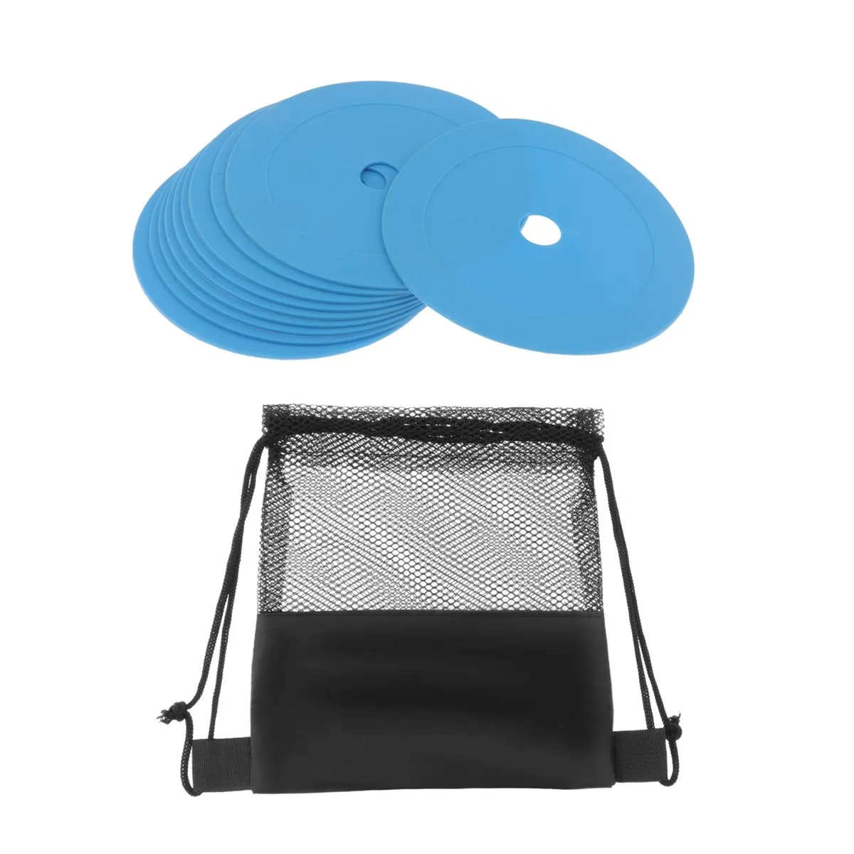 10x Spot Markers Floor Dots Non Slip Flat Cones Soccer Basketball Sports - Blue
