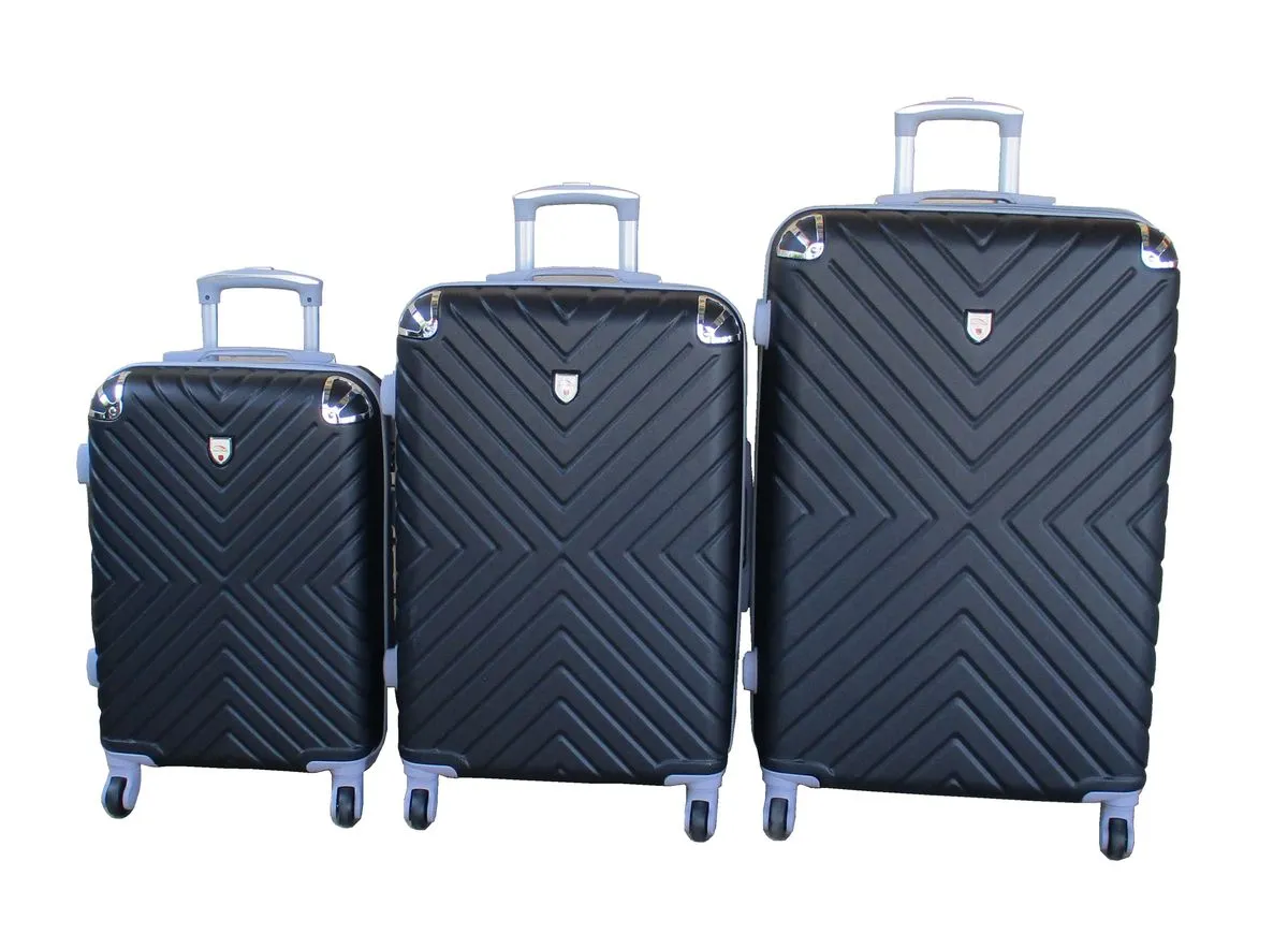3-Piece Travel 28-Inch Luggage Suitcase Bag Set - Stylish - Black
