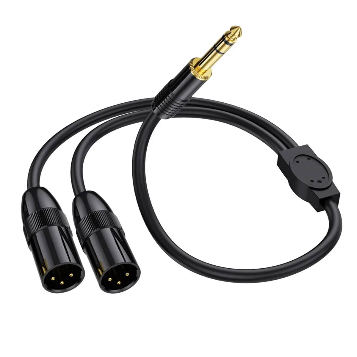 6.35mm TRS Male Plug To 2 Dual XLR Male Microphone Stereo A