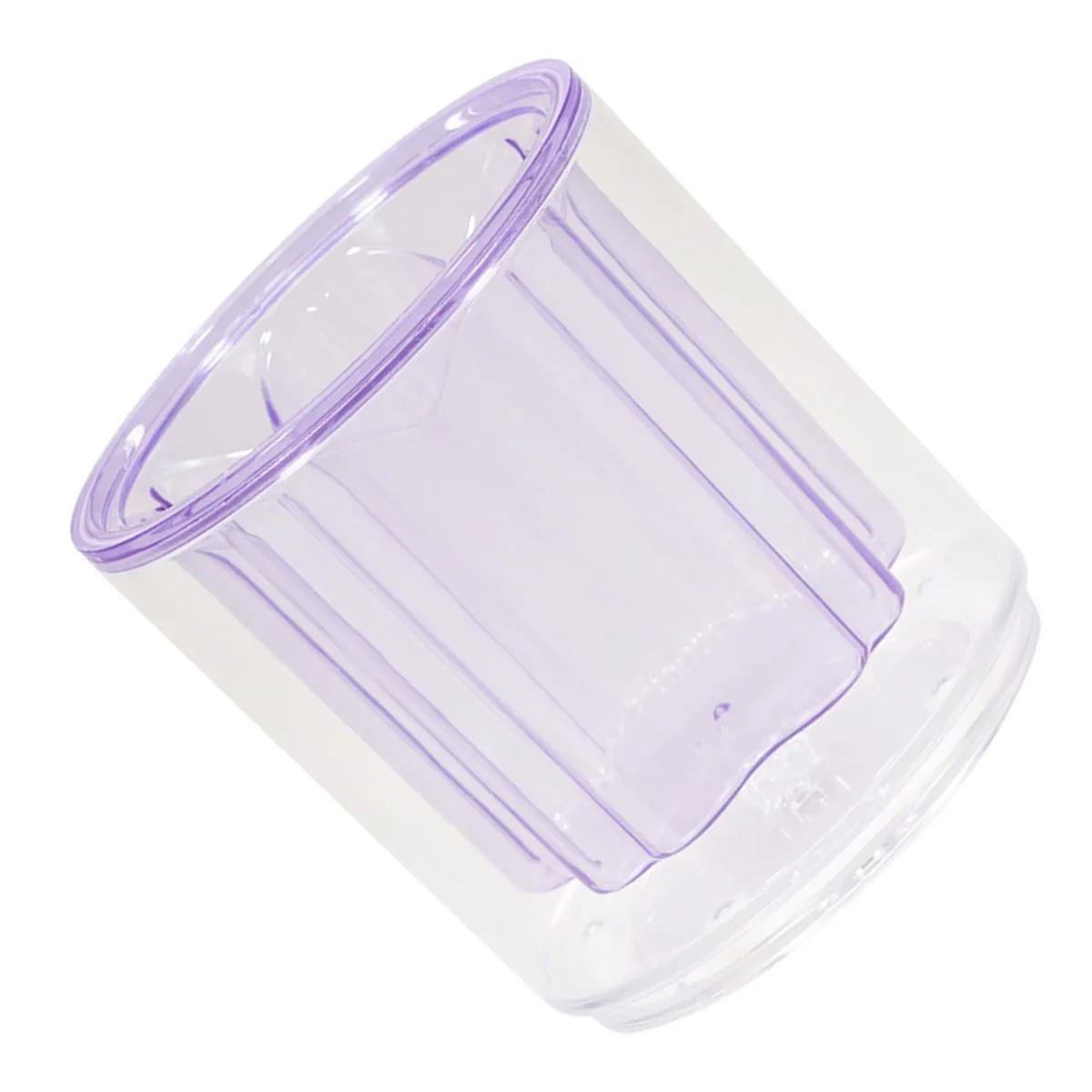 Rotatable Transparent Purple Plastic Pen Holder Cup 11.4x10.6cm for Office
