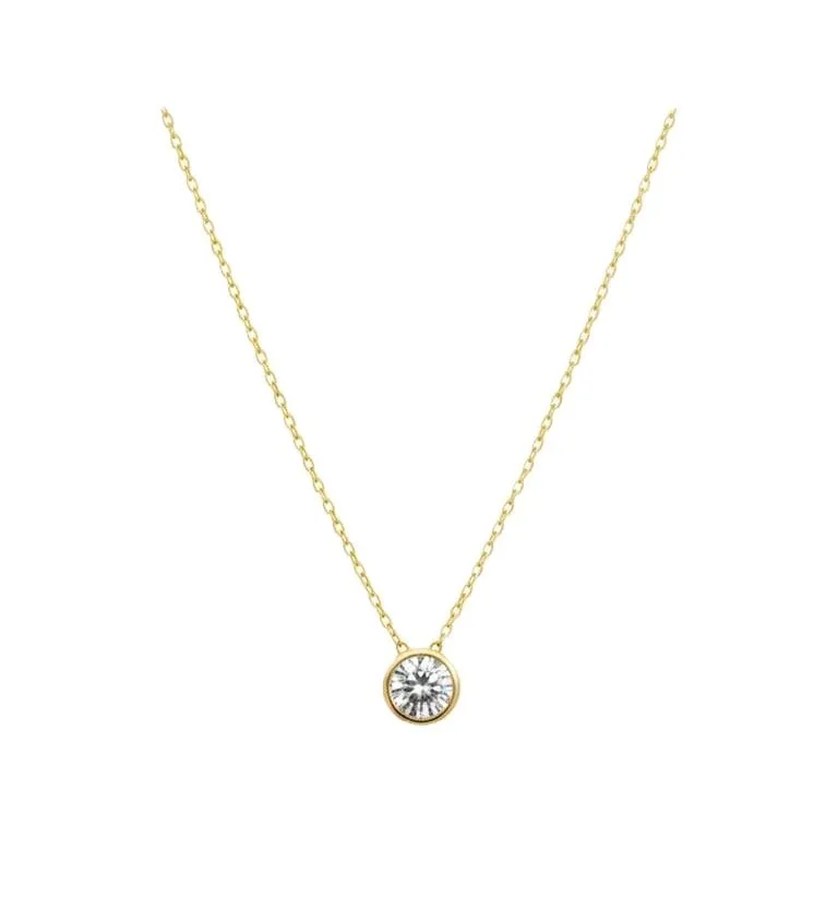 925 GOLD Single Diamond Necklace - Women's Jewelry