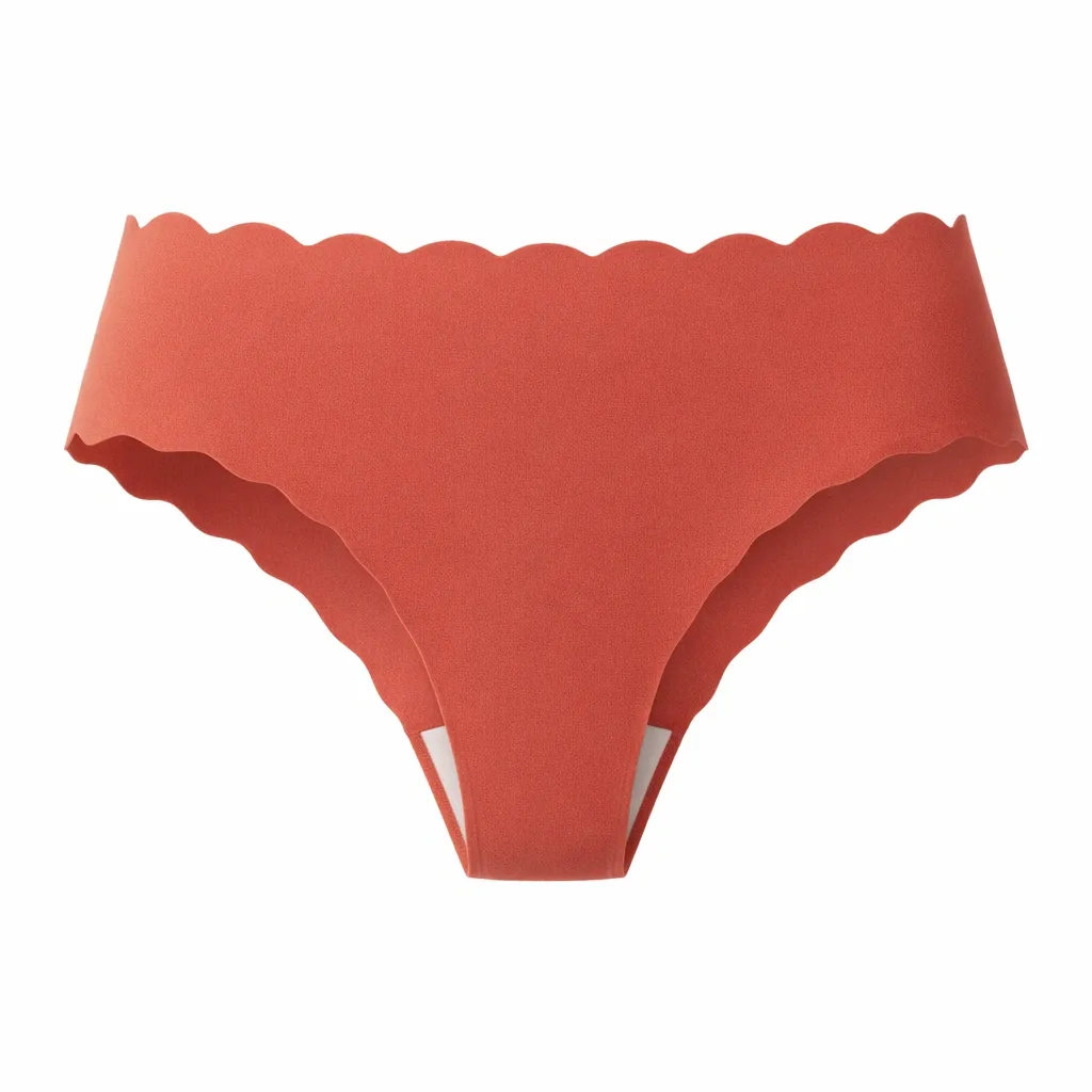 Seamless Scalloped-Edge Women's Underwear - Skin Red