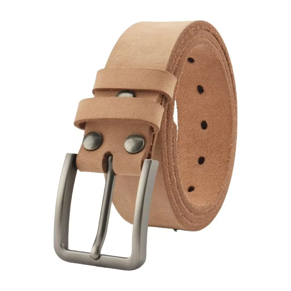 Men's Casual Cut Edge Leather Belt - Brown