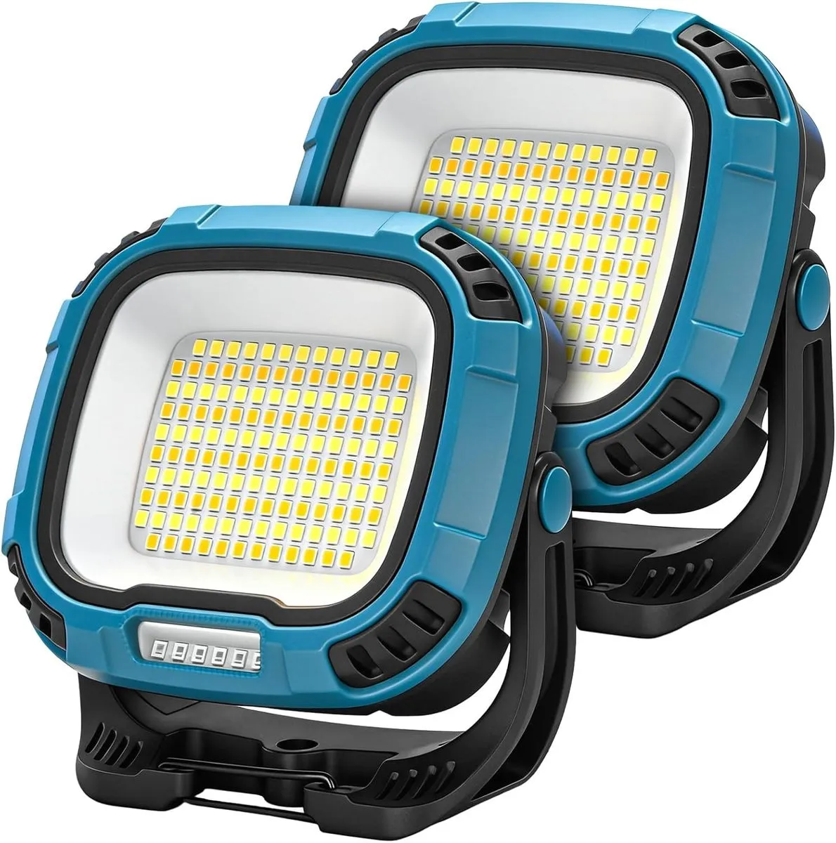 2-Pack Rechargeable Magnetic LED Work Lights 4000LM 6000mAh IP65 Waterproof - Blue