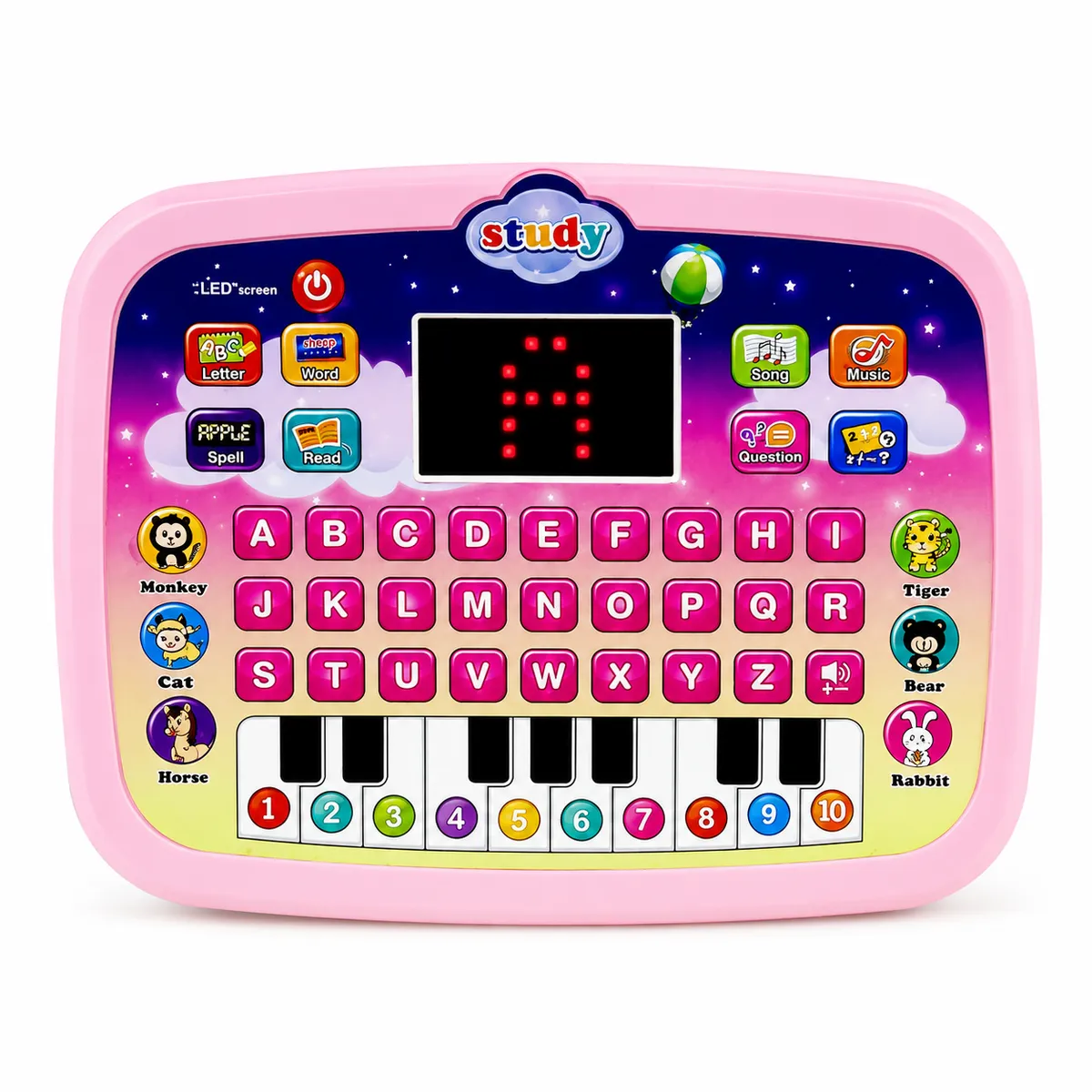Kids Learning Story Machine Toy with LED Screen, ABC Words & Music Play