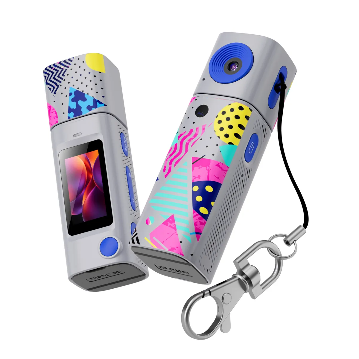 Sumvov 2K Mini Keychain Camera with 32GB Card, 1" LCD Display - Grey