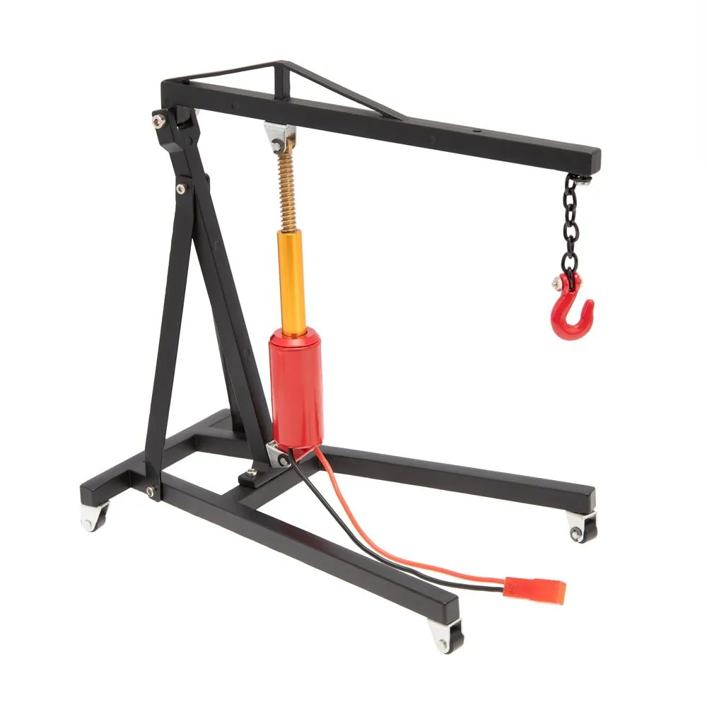 Metal Electric Crane Engine Stand Jack for 1/10 Rc Crawler Car Black