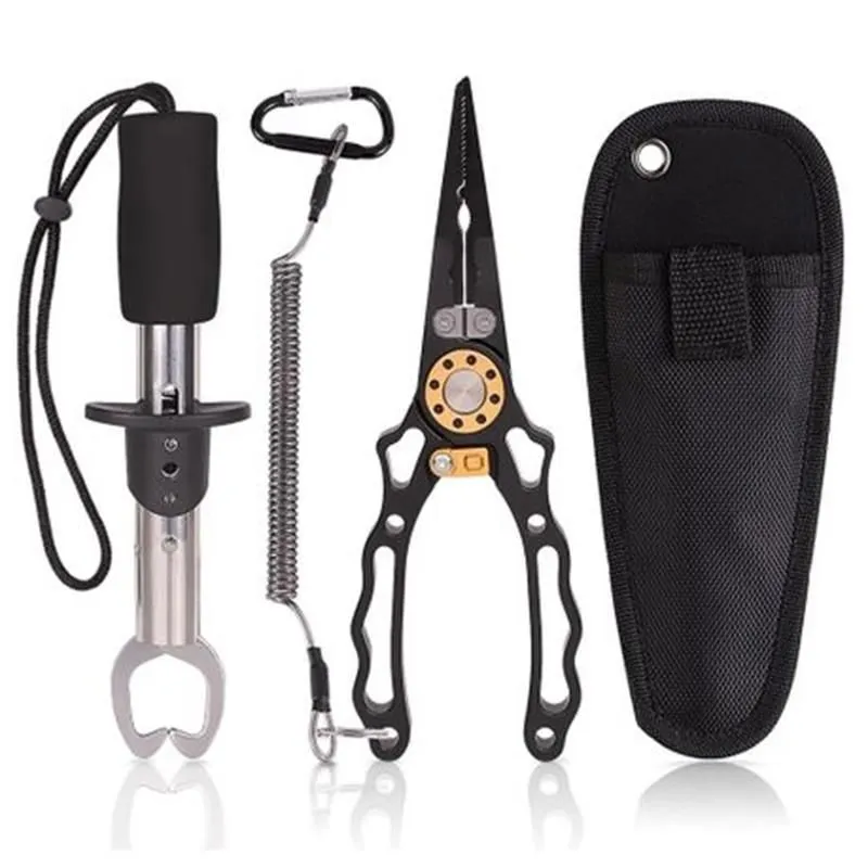 Fishing Pliers and Lip Gripper Kit with Lanyard and Sheath