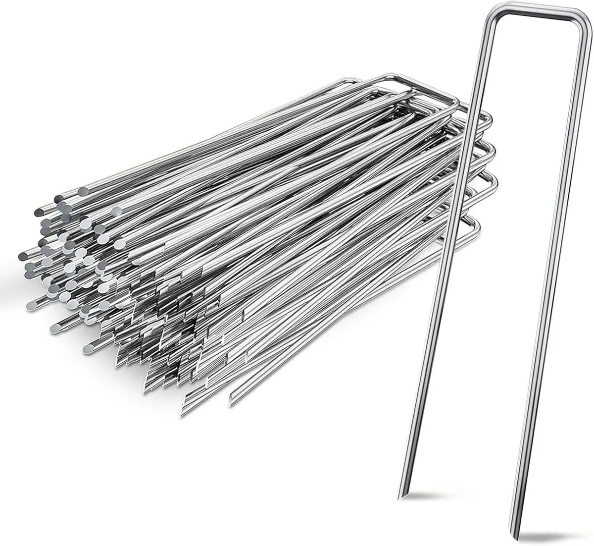 30-Pack Heavy Duty U-Shaped Garden Stakes - 15cm Ground Anchors