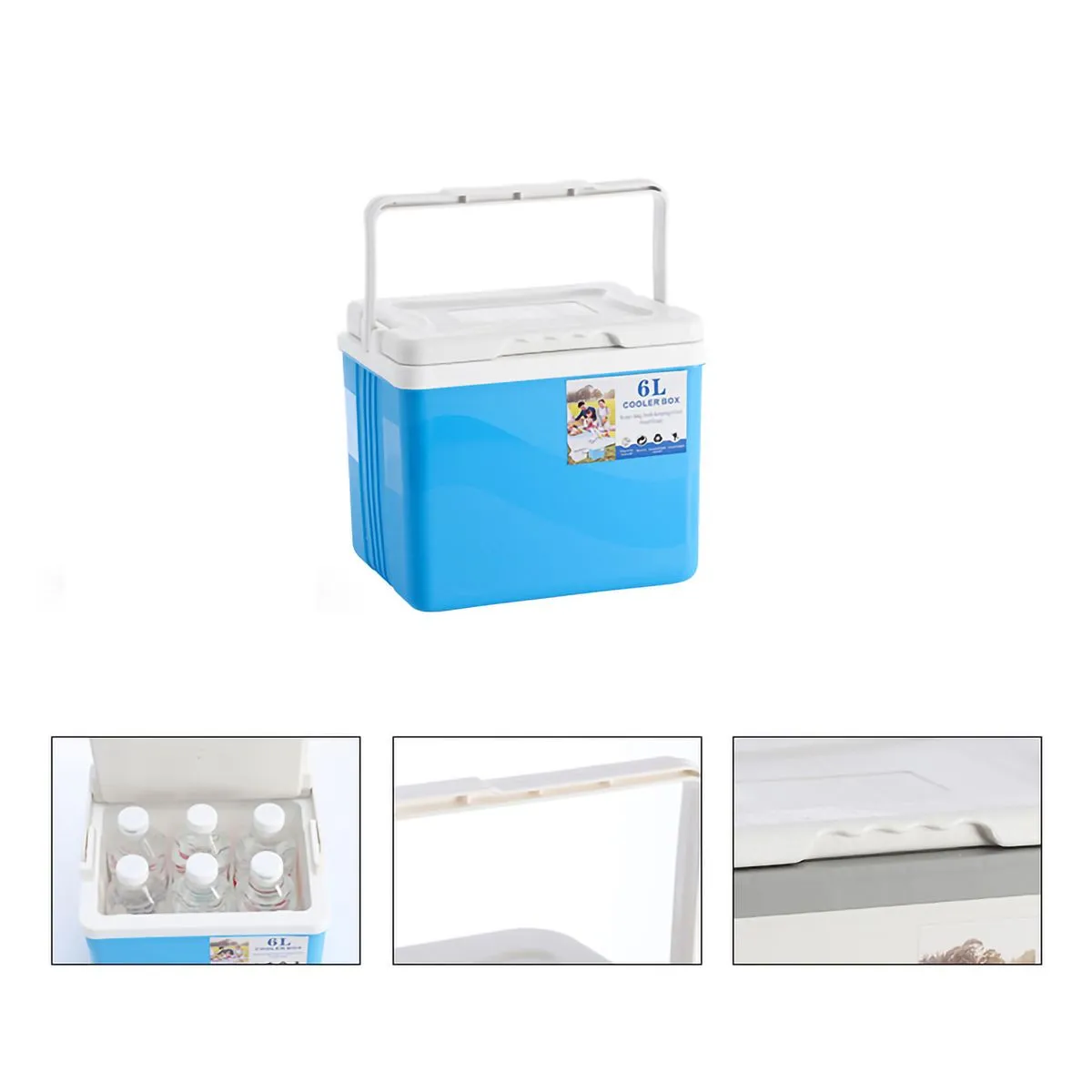 6L Blue Insulated Cooler with Ice Packs