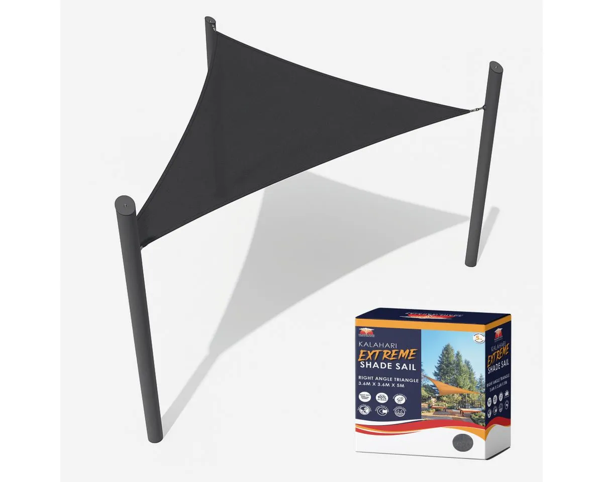 Kalahari Extreme Right Triangle Shade Sail 3.6×3.6×5m - Charcoal