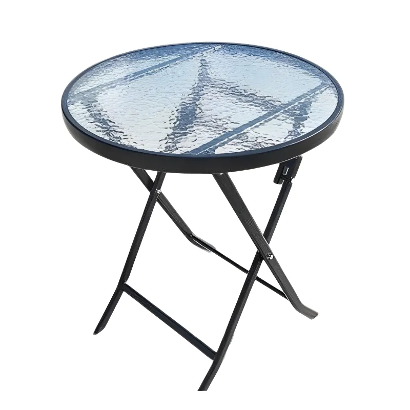 80cm Round Tempered Glass Outdoor Table