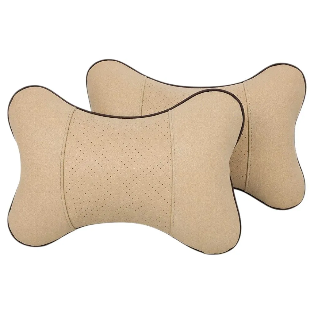 2 Pack - Car Headrest Neck Pillow - Beige
