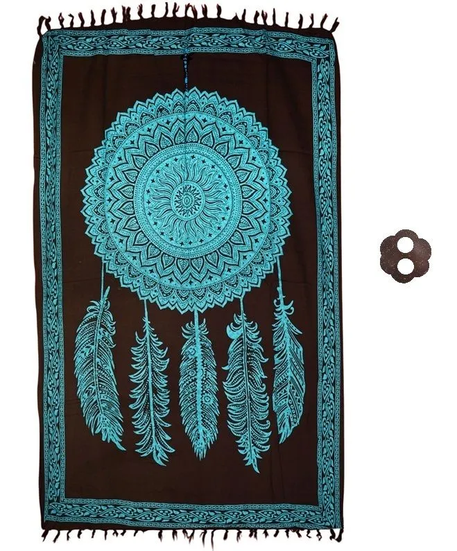 Sarong Dream Catcher Pattern - Beach Cover-Up & Wrap - Blue Dream Catcher 