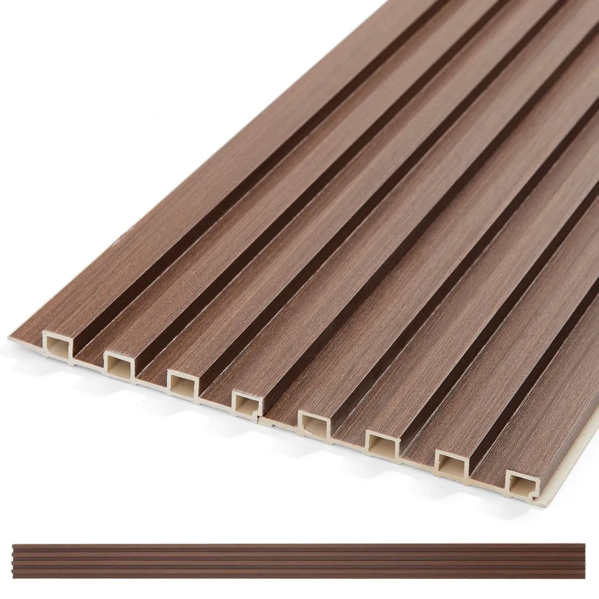 Chenshia 3D Fluted Wall Panel PVC Waterproof Panels 20PCS - Espresso