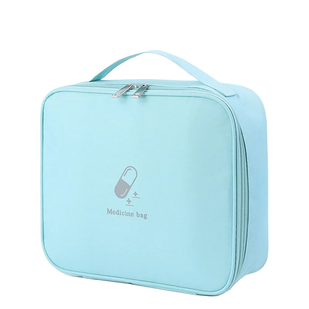 Portable Zippered Medical First Aid Emergency Bag for Home Travel - Blue