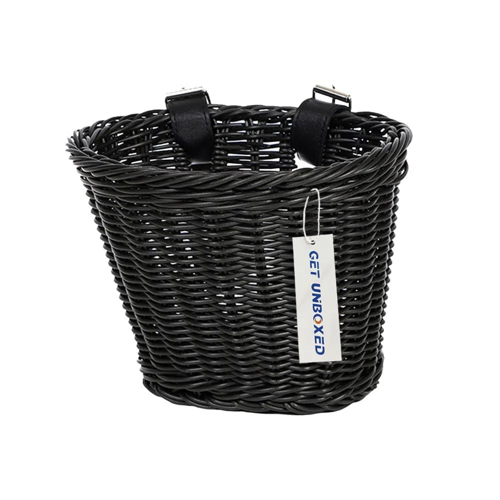 GET UNBOXED Bike Basket Kids Bicycle Front Handlebar Basket Bicycle Basket - Black