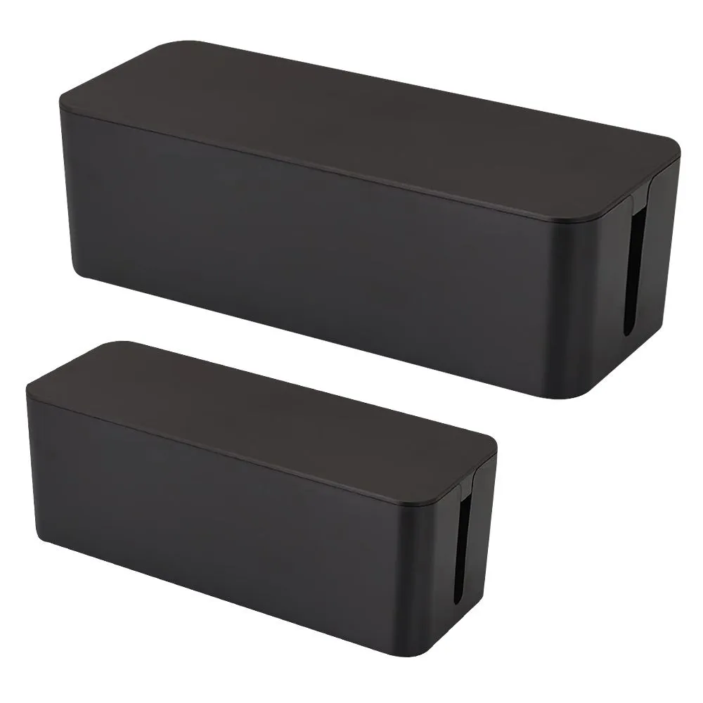 Chenshia 2PC Cable Cord Management Box Large &Medium Tidy Cable Storage Box - Black