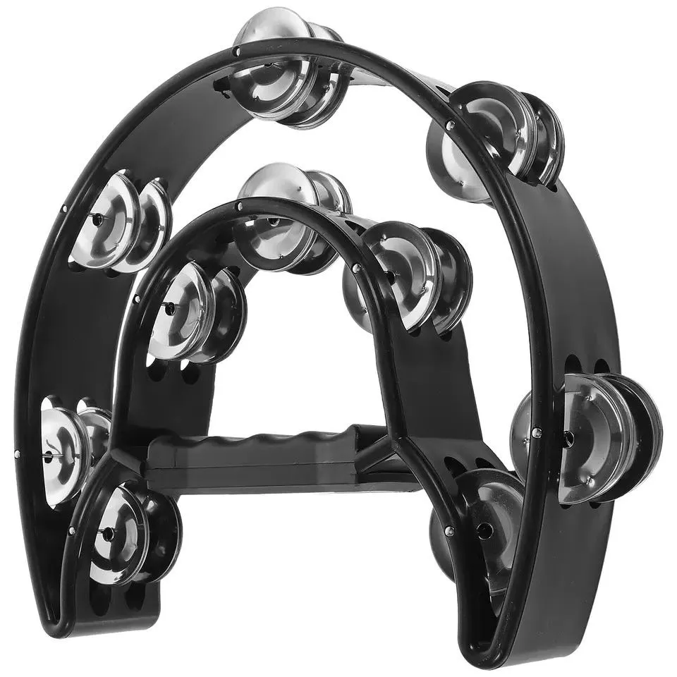 Half Moon Double Row Tambourine for Enchanting Melodies - Black