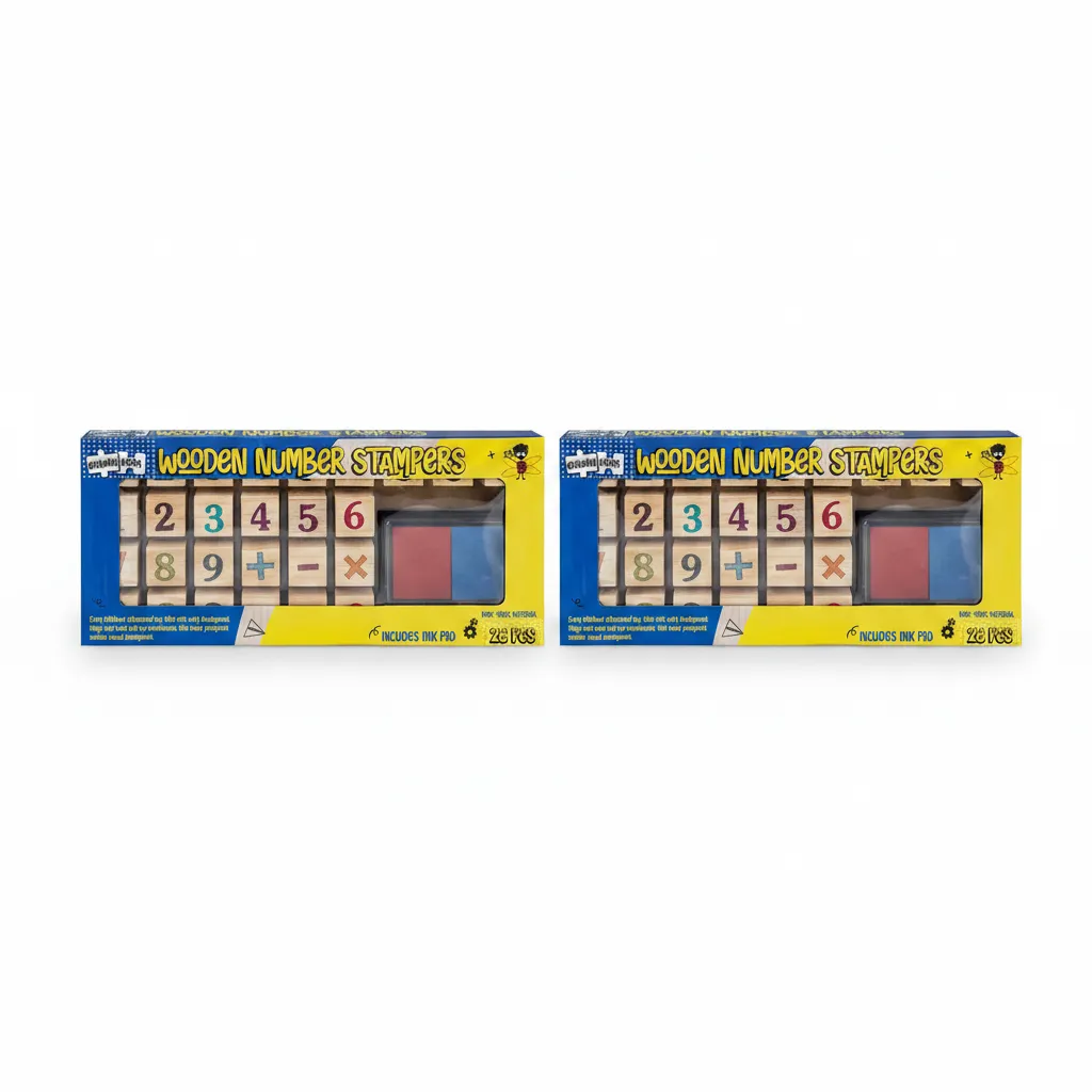 Growing Minds Wooden Letter and Number Stamper Set for Crafts - - 2 Pack