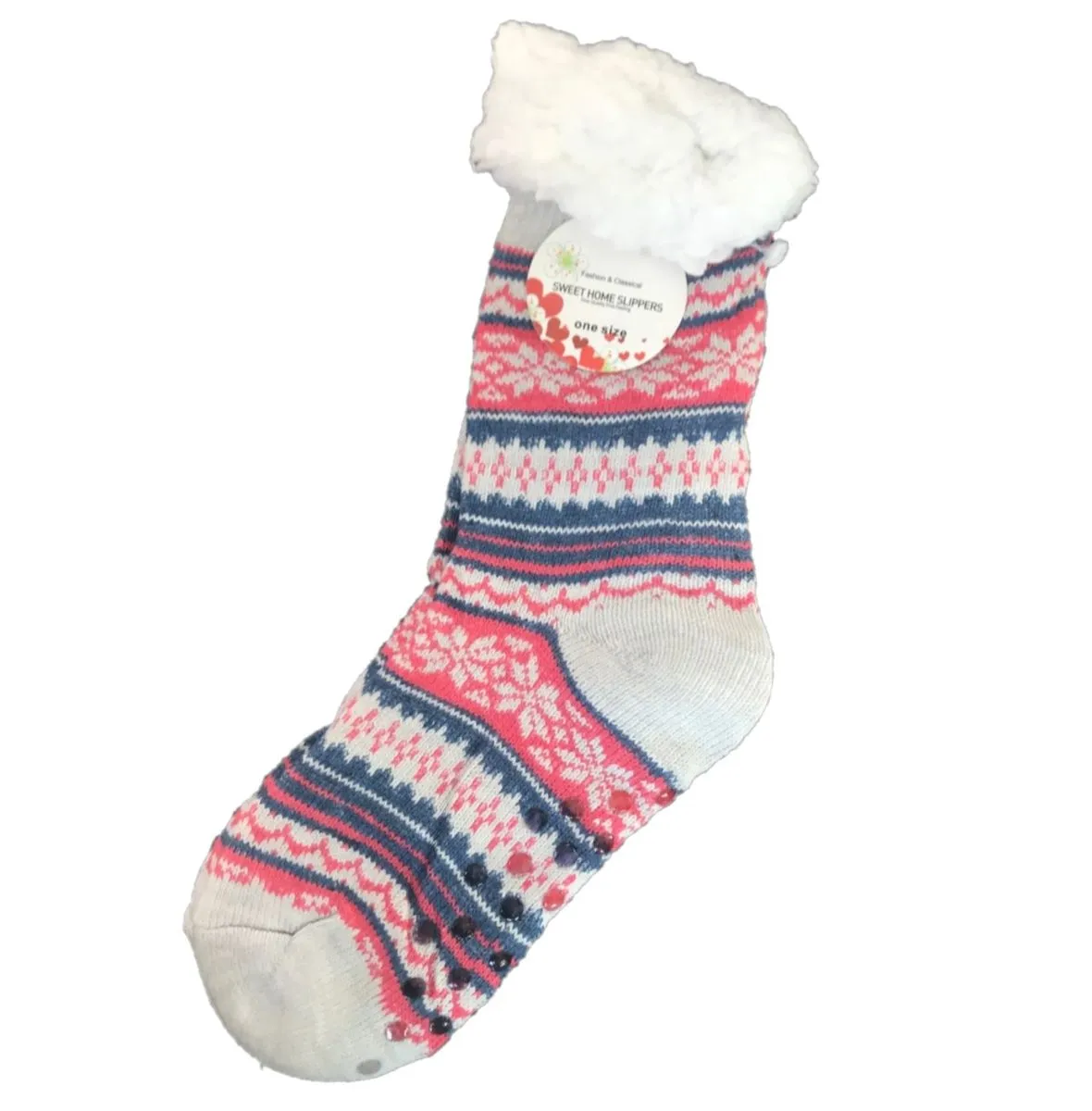 Fluffy Thermal Sherpa Indoor Slipper Socks - Blue, Pink
